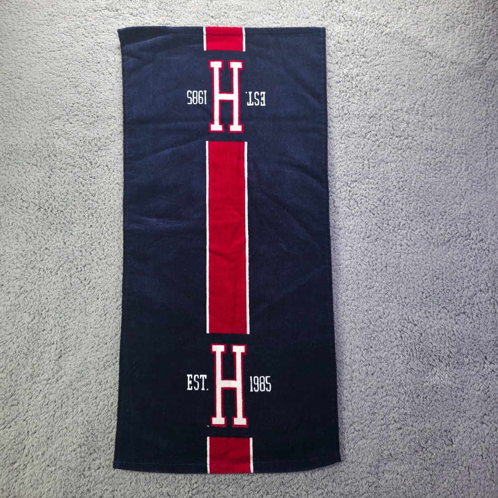 Tommy Hilfiger Navy Blue Red White H Logo Cotton Hand Towel EST 1985